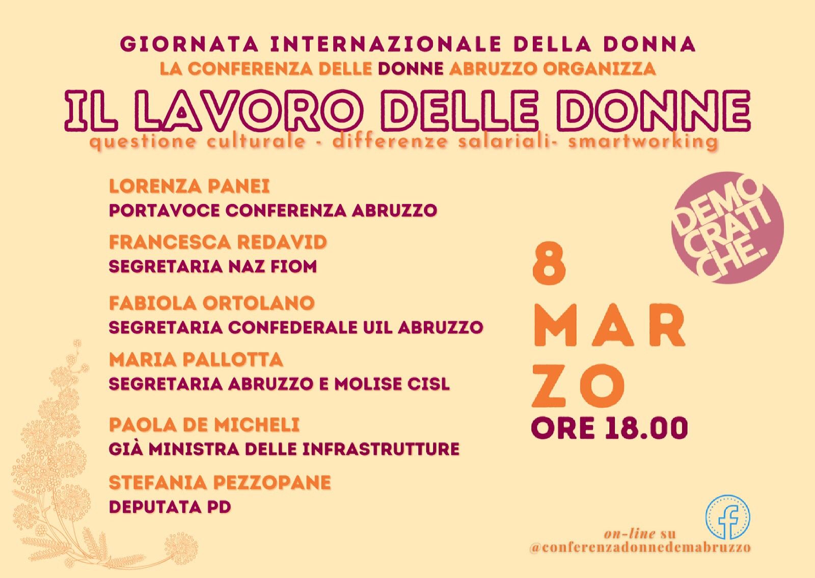 Il lavoro delle donne: l’8 marzo l’evento delle democratiche abruzzesi