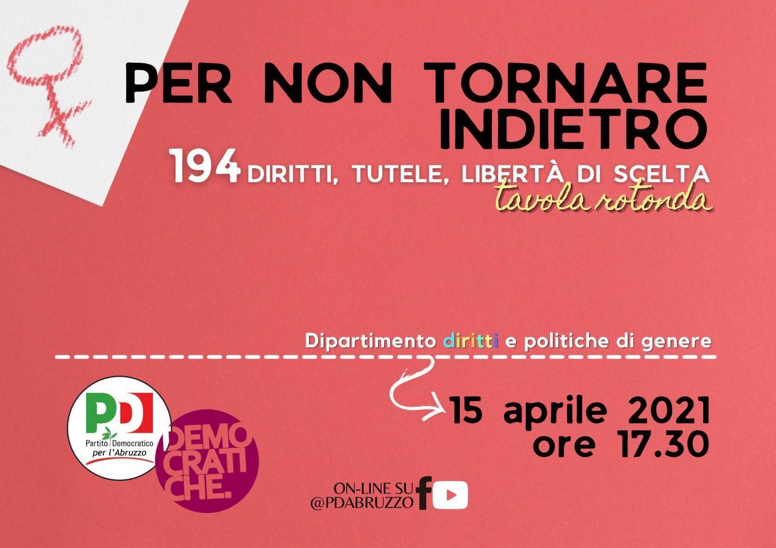 Legge 194, giovedì 15 aprile l’incontro del Pd Abruzzo