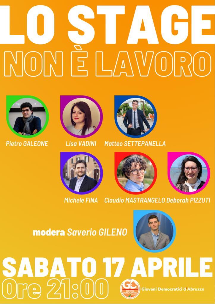 Lo stage non è lavoro: sabato 17 aprile l’evento dei Giovani democratici abruzzesi