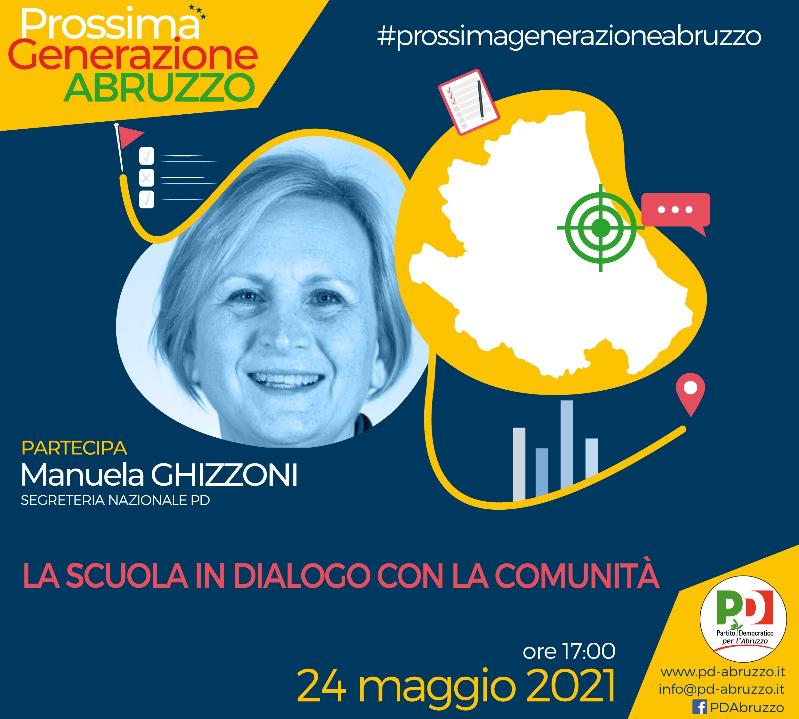 Lunedì 24 maggio prossima generazione Abruzzo con Manuela Ghizzoni