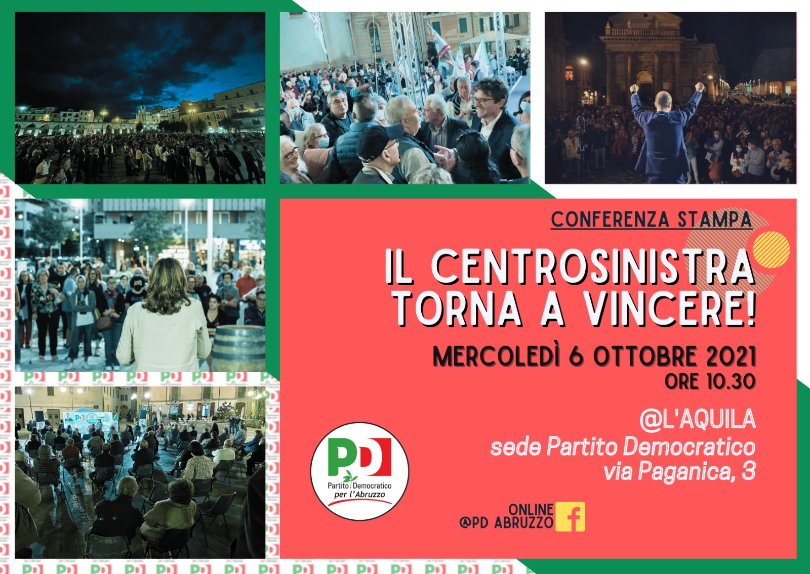 Amministrative, mercoledì 6 ottobre la conferenza stampa del PD Abruzzo