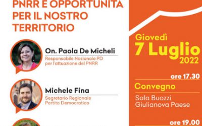 PNRR e opportunità per il nostro territorio: il 7 luglio l’evento di Rigenerazione Democratica a Giulianova